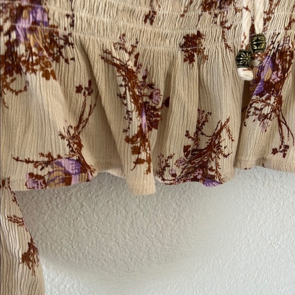 Floral Cream and Purple Women's Top - Picture 8 of 12